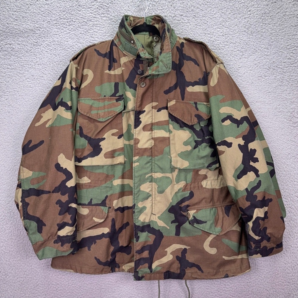 Golden Mfg Co M65 Field Jacket Mens M Short Green Woodland Camo Utility Rugged